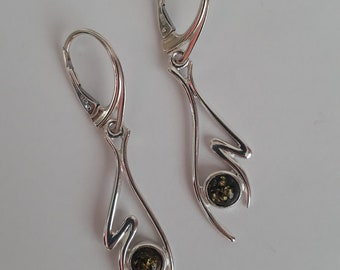 Silver Earrings with amber
