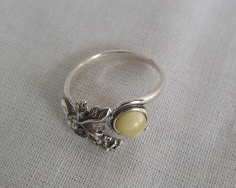 Silver ring with amber