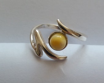 Silver Ring With Amber