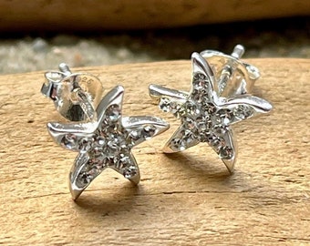 Ebb and flow starfish stud earrings 925 silver cristal zirconia stud earrings maritime ebb and flow®