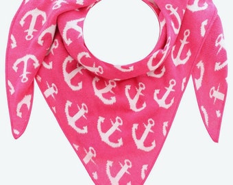 Ebb and flow triangular scarf anchor wool / cashmere pink/white