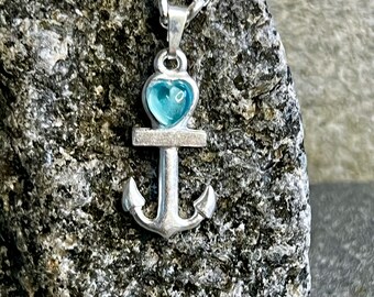 Ebb and flow necklace anchor with heart ebb and flow - maritime anchor, heart necklace stone aqua ebb and flow®