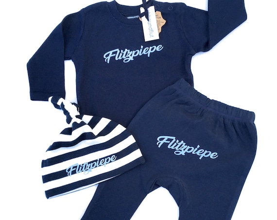 Flitzpiepe Baby Set dark blue - Set of 3 - Baby gift for birth, baby gift Berlin, Berliner Jung, ebbe und flut®