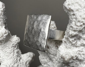 Ebb and flow ring North Sea silver square - matt silver plated - ring silver plated from ebbe und flut®