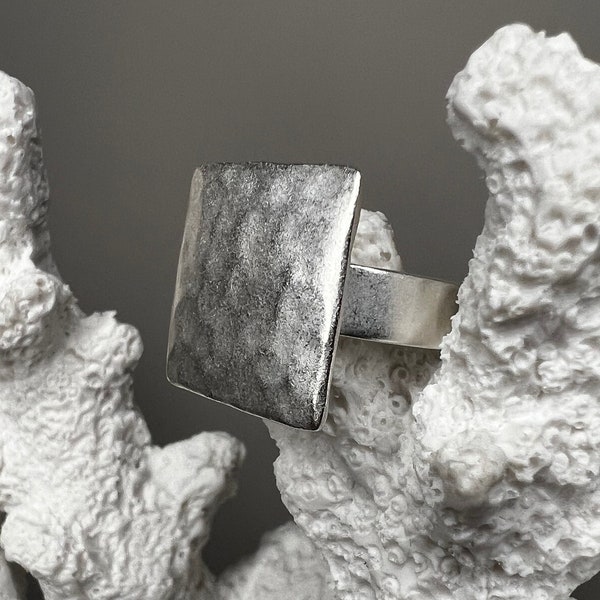 Ebbe und Flut Ring Nordsee Silber eckig - matt versilbert - Ring versilbert von ebbe und flut®