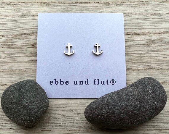 Ear studs anchor ebb and flow - Maritime stainless steel studs anchor silver colored from ebb and flow®