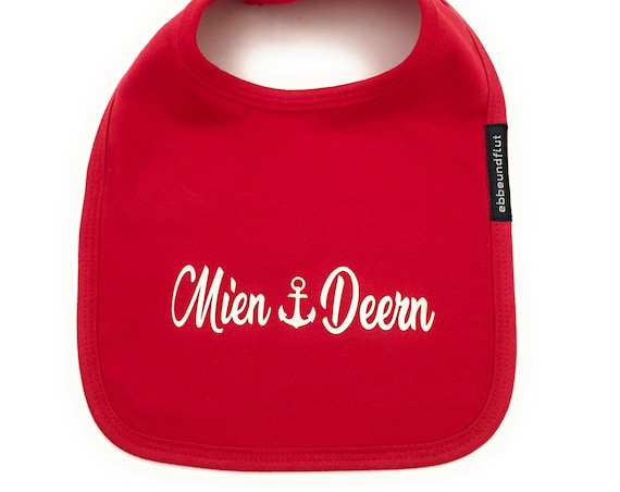 Baby Bib Mien Deern in Red with Velcro - Fair Trade & Organic - Bib Anchor, Hamburger Deern, Baby Gift for Birth