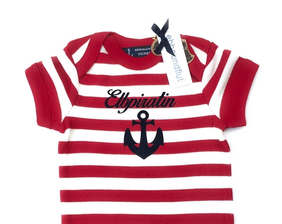 Maritime Baby Body Elbpiratin Anker - Fair Trade & Organic - Baby Gift for Birth Hamburg, ebb and flow®