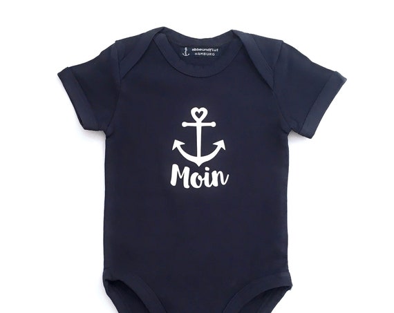 Maritime baby body Moin with anchor - Fair Trade - dark blue - Baby gift for birth, Moin, East Frisia, Baltic Sea, North Sea, ebb and flow®
