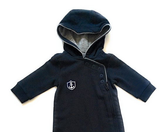 Maritime Baby Suit HAFEN CITY - dark blue/grey - jumpsuit, playsuit, maritim, anchor coat of arms, Hamburg, Hamburger Jung