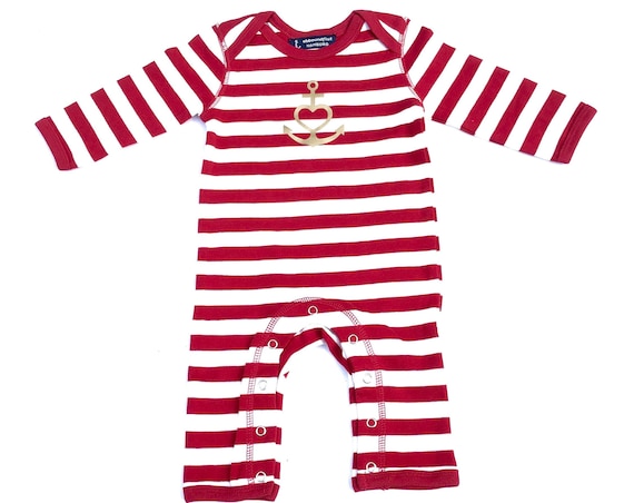 Baby romper "Anchor with heart" Faith, love, hope, red white gold - Fair Trade & Organic - Baby gift for birth, ebb and flow®