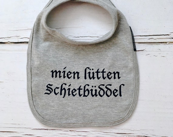 Baby Bib "mien lütten Schietbüddel" - Fair Trade & Organic - Baby gift for birth, Bib Schietbüddel, ebbe und flut®