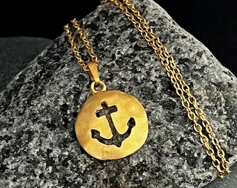 Ebb and flow necklace anchor 22K matt gold plated - maritime anchor necklace ebb and flow®