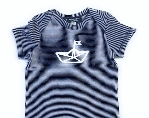 Baby Romper Paperboat ebb and flow - Fair Trade & Organic - blue/white - Maritime baby romper Paper boat, ebb and flow®
