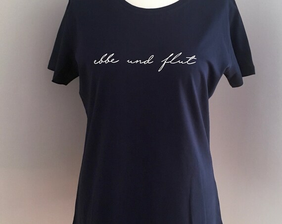 Women's T-Shirt "ebbe und flut" - dark blue - Maritimes women's shirt, Hamburg shirt ebbeundflut, - XXL/44