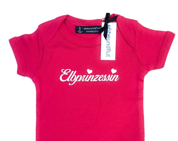 Baby Body Elbe Princess in pink - Short Sleeve Baby Body Princess Hamburg, Dresden, Elbe, Baby Gift for Birth, Ebb and Flow®