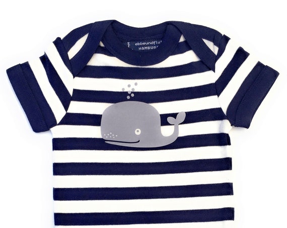 Baby-Body Whale - Fair Trade & Organic - blue white, Hamburg Gifts, Baby Gift for Birth, Maritime Babybody Whale, ebb and flow®
