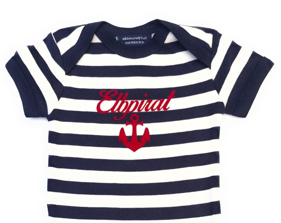 Maritime Baby-Body Elbpirat - Fair Trade & Organic - Baby Hamburg Gift for Birth, Anker Hamburg, ebbe und flut®