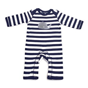 Ebb and flow maritime baby romper whale, baby gift for birth, baby romper whale, pajamas stripes, ebb and flow® image 1