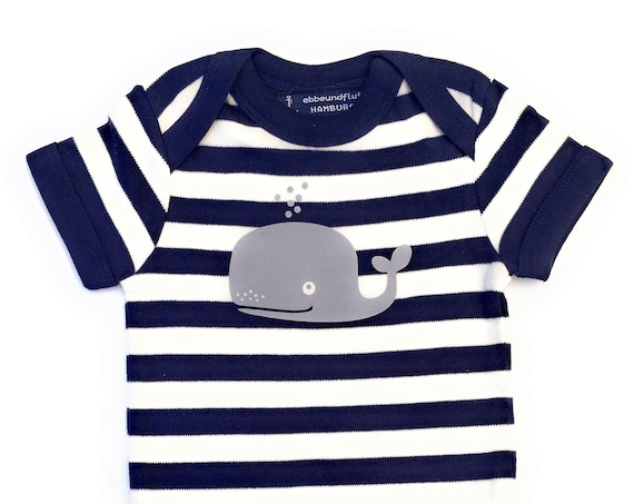 Maritime Baby Body Whale - Hamburg - fair - blue white, Hamburg gifts, gift for birth, baby, baby party, baby gift, baby romper