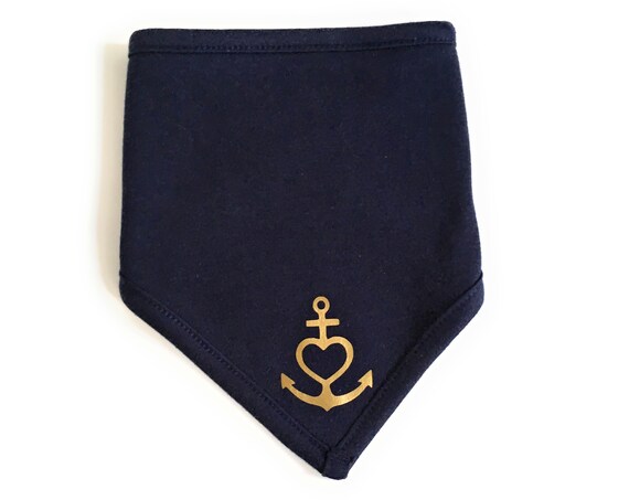 Baby Scarf "Anchor with Heart" dark blue/gold - Fair Trade & Organic - Faith, Love, Hope, Baby Gift Birth, Ebb and Flow®
