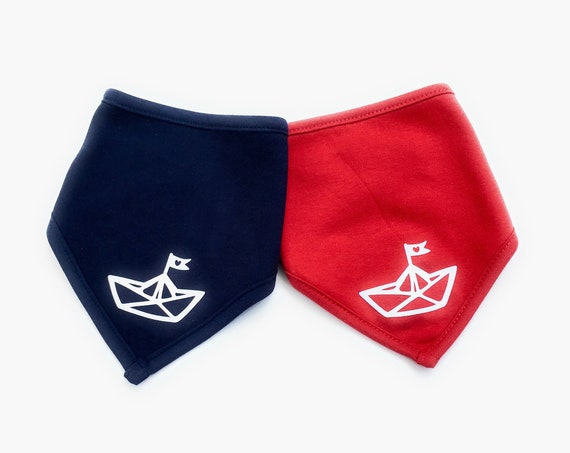 Baby Scarves "Paper Boat" Set- Fair Trade & Organic - double-layer scarf with push button, paper boat, low tide and tide®