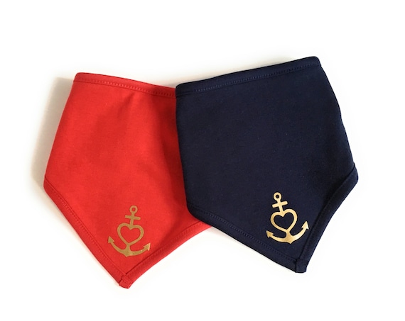 Baby Scarves "Anchor with Heart" Set blue, red, gold - Fair Trade & Organic - Faith, Love, Hope, Ebb and Flow®