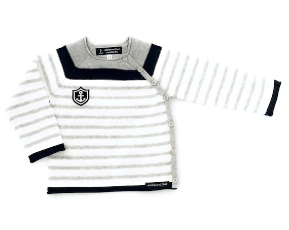 Maritime Baby Sweater Little Captain - Baby Knit Sweater Boy maritim, Baby Gift at Birth, Port of Hamburg, Anchor Coat of Arms