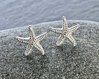 Ebb and flow ear studs starfish matt silver plated - maritime earrings from ebbe und flut®