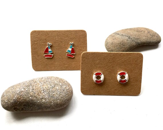 Sailboat or lifebuoy - Maritime earrings made of sterling silver, ebb and flow®