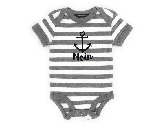 Maritime Baby-Body Moin Anker - Fair Trade & Organic - Baby Gift for Birth, Babystrampler Moin, Baltic Sea, North Sea, ebb and flow®