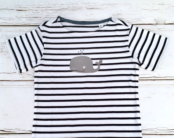 T-shirt whale-white-blue striped-Fair Trade-Kids Shirt, Stripes, Maritime, Whales, Hamburg