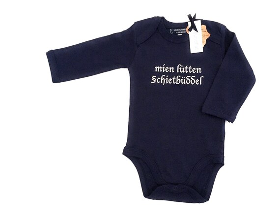 Baby Bodysuit "mien lütten Schietbüddel" - Fair Trade & Organic - Long-sleevedbody, Schietbüddel, Schietbüdel, Plattdeutsch