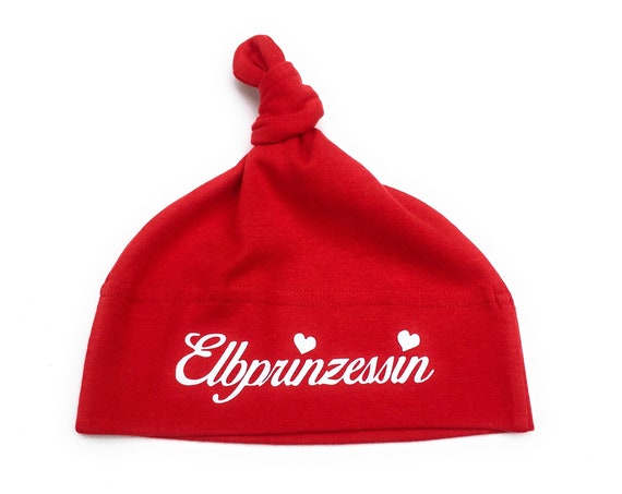 Baby cap "Elbprinzessin" red - Fair Trade & Organic - Baby cap, knot cap, cap anchor, baby gift for birth, ebb and flow®