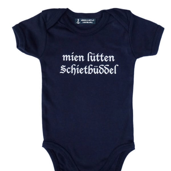 Ebbe und Flut Baby Body mien lütten Schietbüddel, Baby Geschenk zur Geburt Hamburg, Plattdeutsch, ebbe und flut®