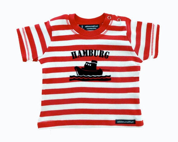 Maritimes Baby Shirt TUG HAMBURG - Fair Trade & Organic - Hamburg Gifts, Baby Gift for Birth, Ebb and Flow®