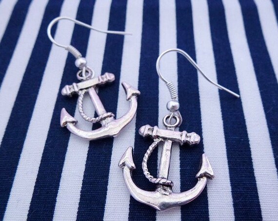 Hamburger Bridal-earrings Anchor silver, ear hook-anchor earrings, anchor love, anchor, bride, hamburg, Hamburger Deern