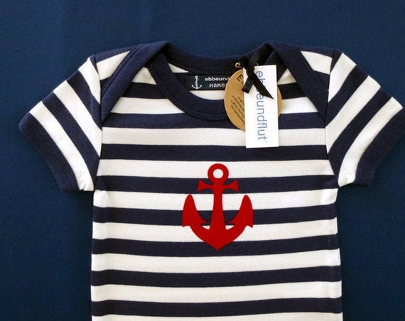 Maritime Baby-Body Anchor - Fair Trade & Organic - Hamburg Gift, Baby Gift for Birth, Baby Romper Anchor, Ebb and Flow®