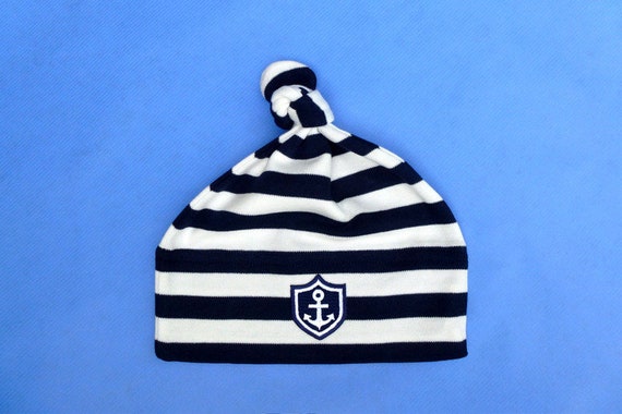 Baby cap "Little Captain" - blue striped - Fair Trade, Hamburg Gifts, gift for birth, baby, ebb and flow®