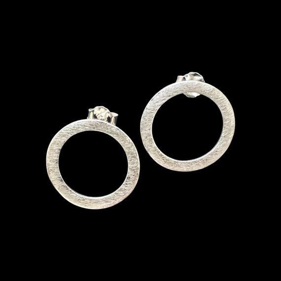 Ebbe und Flut Ohrstecker Silber Nordsee-Kreis, Massiv Silber, eismatt, mattes Silber