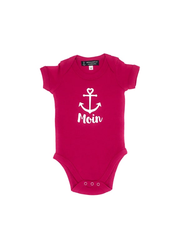 Ebb and flow baby bodysuit Moin with anchor pink - baby gift for birth, baby romper Moin, ebbe und flut®