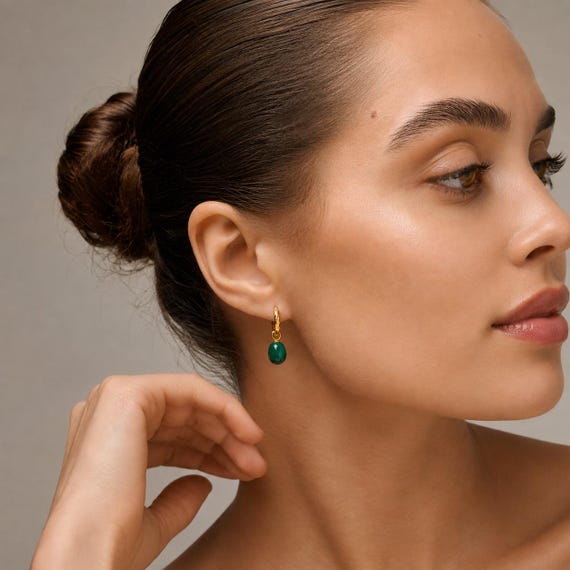 Hoops Significant Enamel 925 Silber 18 K vergoldet - edle Ohrringe Gold Petrol Green von Enamel Copenhagen