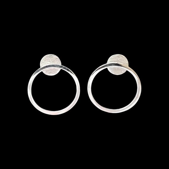 Ebb and Flow Stud Earrings, Silver, North Sea Tidal Circle, Size S, Solid Silver