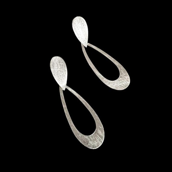 Ebb and Flow Stud Earrings, Silver North Sea Drop, Solid Silver, Ice Matte, Matte Silver