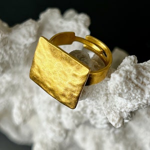 Ebb and flow ring Baltic Sea gold square 22K matt gold plated ring gold plated by ebbe und flut® image 7