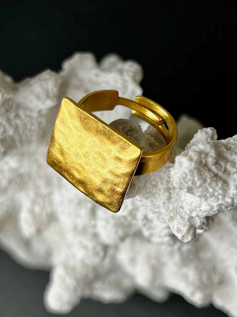 Ebb and flow ring Baltic Sea gold square 22K matt gold plated ring gold plated by ebbe und flut® image 7