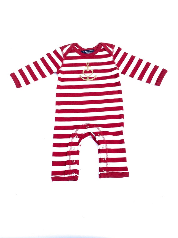 Ebb and flow baby romper "Anchor with heart" faith, love, hope, red white gold baby gift for birth, ebb and flow®