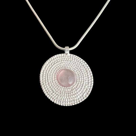 Ebb and Flow Necklace North Sea Silver Maris rose - Snake necklace silver-plated with round pendant glass stone with silver leaf