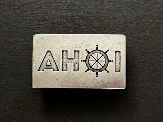 Ebb and Flow Belt Buckle Ahoi - Maritime Belt Buckle Ahoi for interchangeable belts with 4 cm width