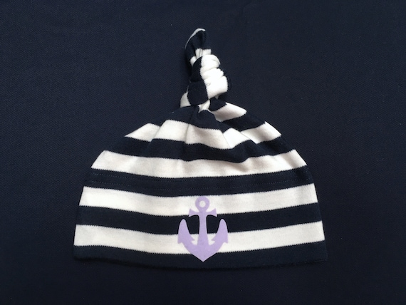 Maritime Baby hats Anchor hamburg-blue-white Striped-lilac knot cap, baby cap, anchor, anchor love, hamburg, gift for birth